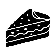 Simple Line Drawing of a Delicious Layered Cake Slice with Topping