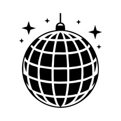Shiny disco ball icon surrounded by stars to make the dance floor bright