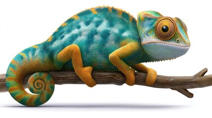 Obraz premium Vibrant chameleon perched on a branch (4)