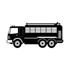 Simple Black and White Illustration of a Heavy Duty Rescue Vehicle