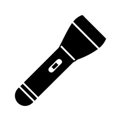 Silhouette of a common flashlight with switch showing isolated against white background