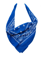 Blue bandana, scarf isolated object on white.
