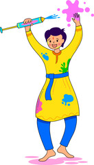 Indian people playing with colors Happy Holi, color festival of India celebration greetings