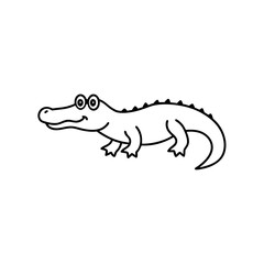 Vector illustration of cute Crocodile line art illustration