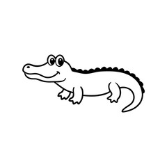 Vector illustration of cute Crocodile line art illustration