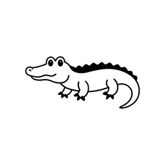 Vector illustration of cute Crocodile line art illustration