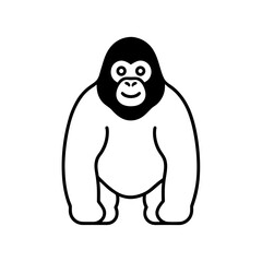 Vector illustration of cute Gorilla line art illustration