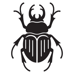 Detailed Black Rhino Beetle Vector Silhouette