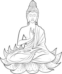 Lord Buddha in meditation for Buddhist festival of Happy Buddha Purnima Vesak