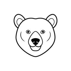 Vector illustration of cute Grizzly Bear head line art