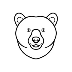 Vector illustration of cute Grizzly Bear head line art