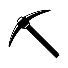 Simplified black silhouette illustration of a pickaxe tool on white background