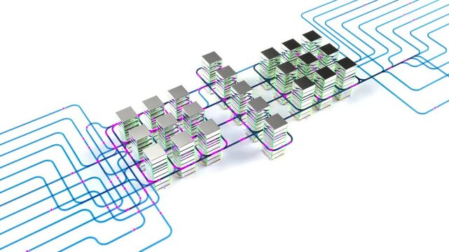 AI big data kerning servers db neon led able to loop endless 4k
