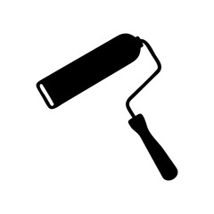 Black and white illustration of a paint roller tool for walls