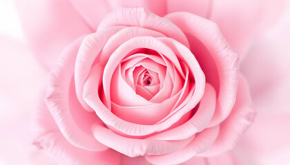 Close Up View of a Pink Rose Blooming Petals Displaying Soft Gradients in a Light Background
