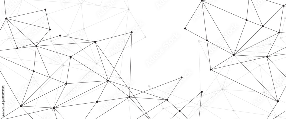 Leinwandbilder Abstract geometric background with connecting dots and lines with low poly triangle shapes. Polygonal Mesh Background Vector design digital technology concept Global network connection data structure.