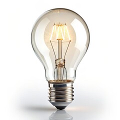 Vintage Style Light Bulb With Glowing Filament on White, Edison , Lighting
