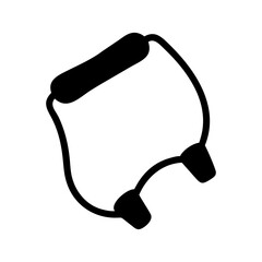 Black resistance band isolated on white background, fitness equipment for workout