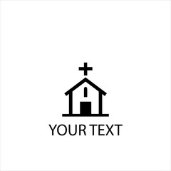 Minimalist Church Logo Vector – Religious Building Icon Isolated on White Background