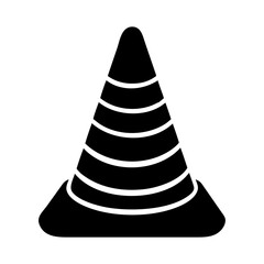 Black and white silhouette of a safety traffic cone with stripes
