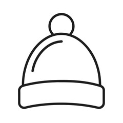 Black outline winter hat icon depicting warmth and cold weather accessory
