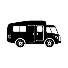 Simple Black and White RV Illustration Ready for Adventure and Travel