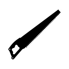 Silhouette of a hand saw depicting woodworking and carpentry tool