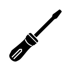 A Simple Black and White Illustration of a Standard Slotted Screwdriver Tool