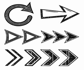 Stylish Grunge Arrows Vector Pack – Isolated Elements. vector collection, stylish, Bold arrows, isolated collection. Vector Illustration of Paint Brush Stroke Elements