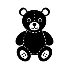 Obraz premium Cute stylized teddy bear with stitched details and button decorations sitting up