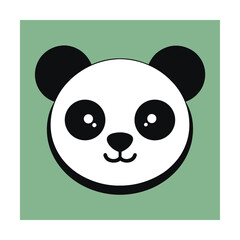 Adorable cartoon panda face on a light green background simple and clean illustration