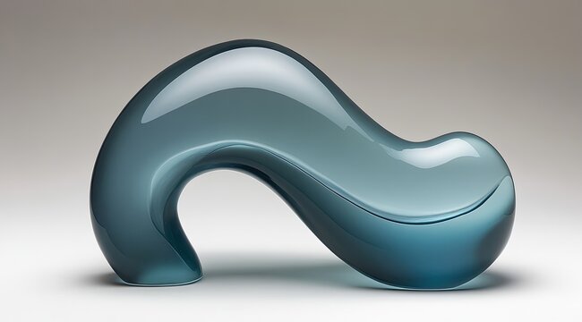Teal, smooth, curved, glass chair - Powered by Adobe