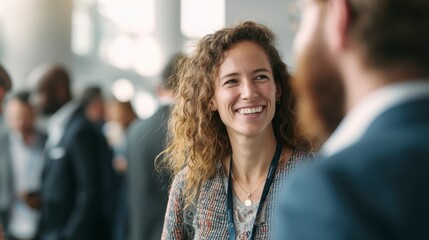 Fototapeta premium Smiling Woman in Conference Setting