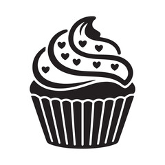 vector illustration of a cupcake on white