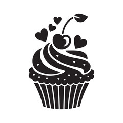 cupcake with cream and cherry