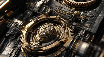 Obraz premium Close-up intricate gears, metallic, and machinery