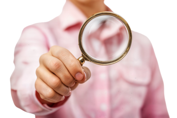 Hand Holding Magnifying Glass Close Up