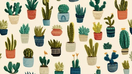Potted succulents and cacti pattern (1)