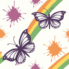 A pattern of watercolor-style paint splashes and brush strokes