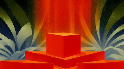 The luxury podium and its surroundings are designed to draw attention and evoke a sense of exclusivity, making it ideal for showcasing premium items or events. visual hierarchy. Illustration