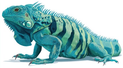 Obraz premium Vibrant turquoise iguana, detailed illustration
