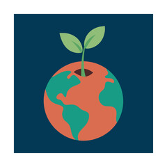 Earth sprouting a plant representing environmental protection and sustainability conceptual design