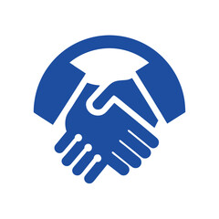 Business partnership concept blue icon illustrating agreement and collaboration in a corporate environment