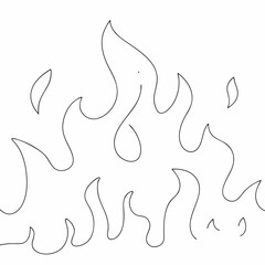 Flames or fire simple and minimal line art illustration on white background