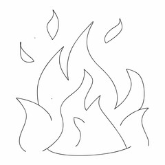 Flames or fire simple and minimal line art illustration on white background