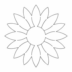 Sunflower simple and minimal line art illustration on white background