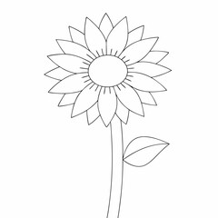 Sunflower simple and minimal line art illustration on white background
