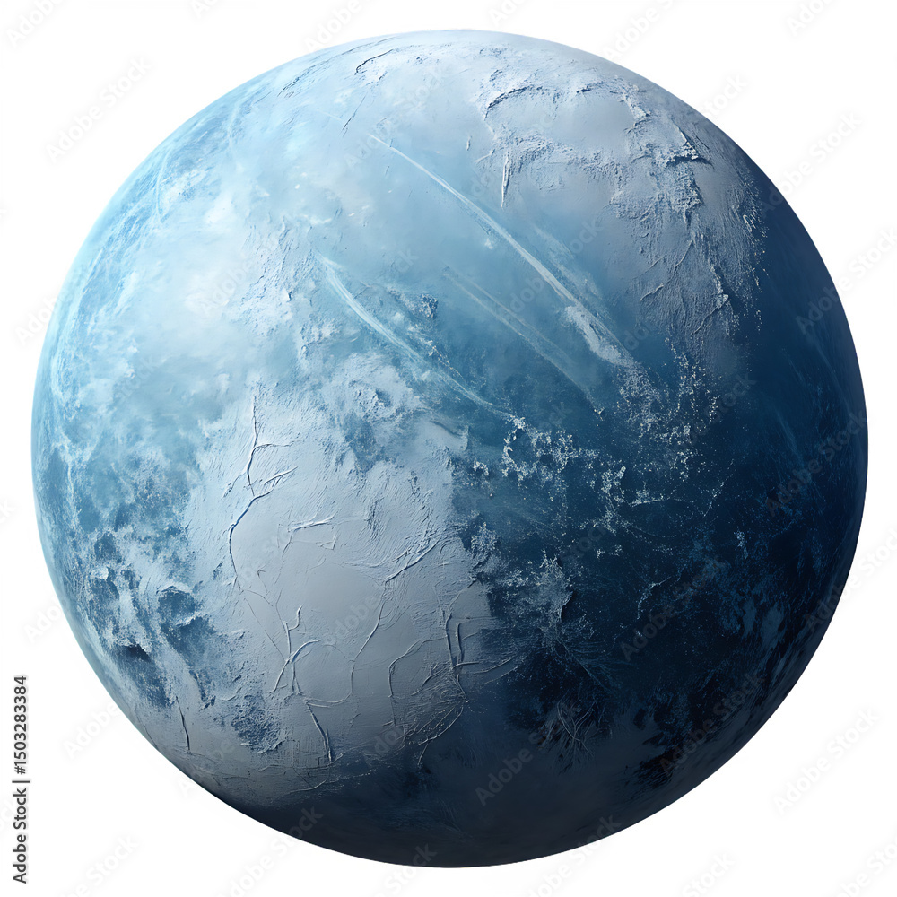 Wall mural frigid frozen desolate ice planet in space isolated on a transparent background
