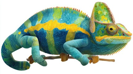 Obraz premium Vibrant chameleon, displaying a spectrum of colors (1)