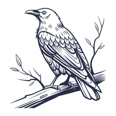 Vector illustration of a bird on a branch